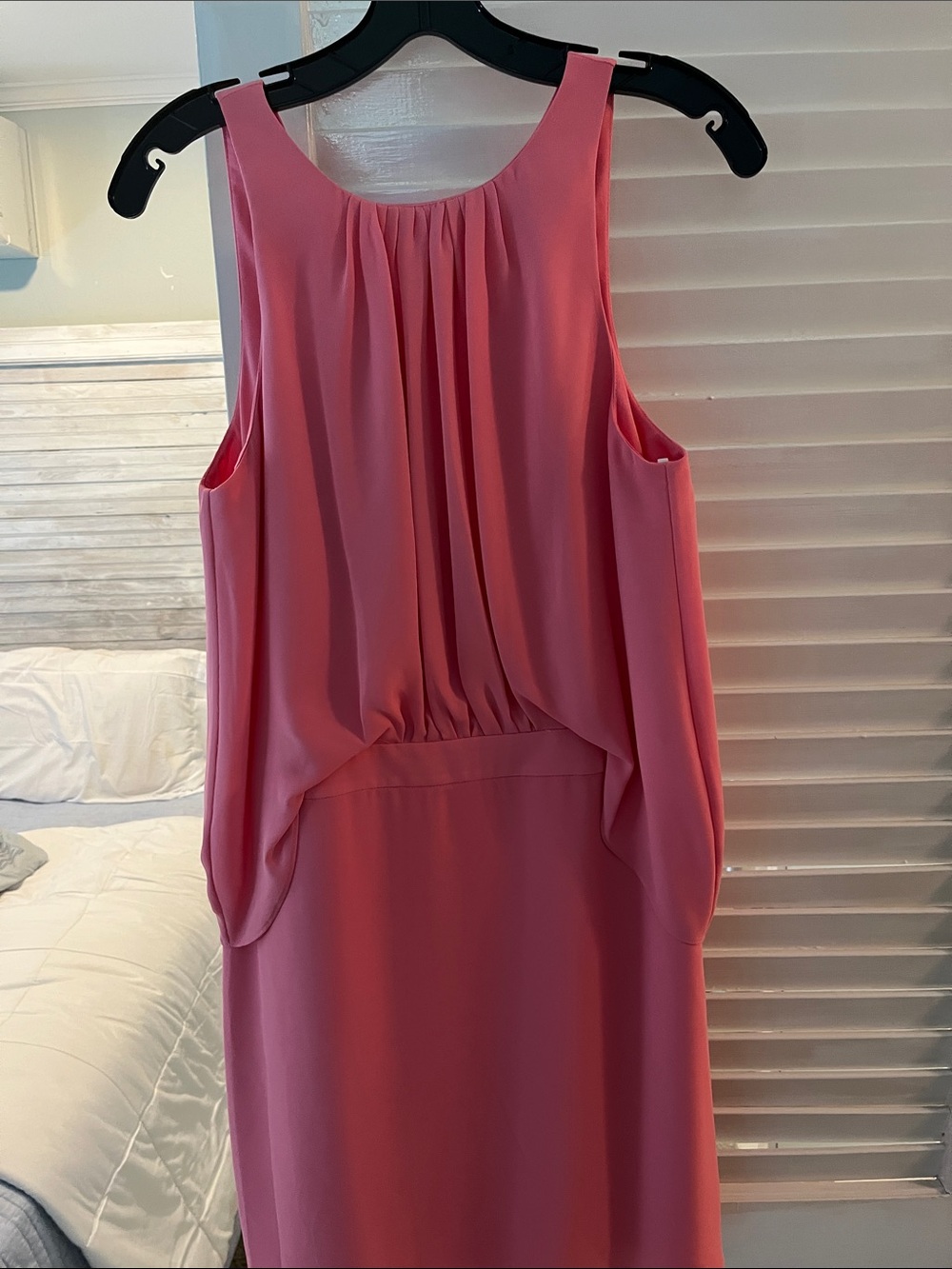 Halston Heritage Rose-Pink Draped Midi Dress
